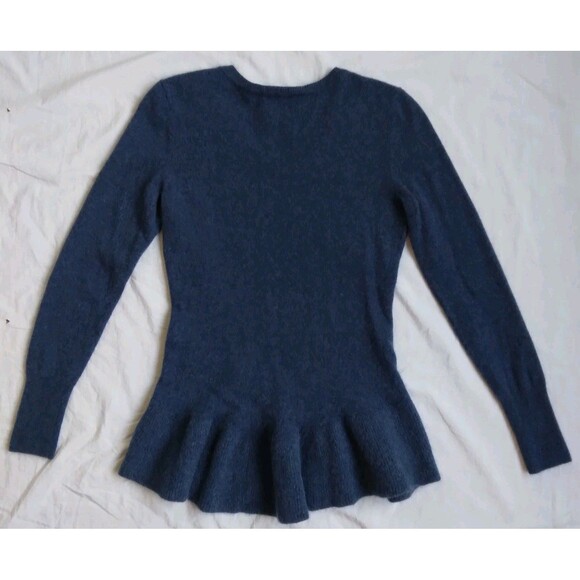Isaac Mizrahi Live! Cashmere Peplum Sweater Babydoll Vneck Blue Women's XS - Picture 10 of 15